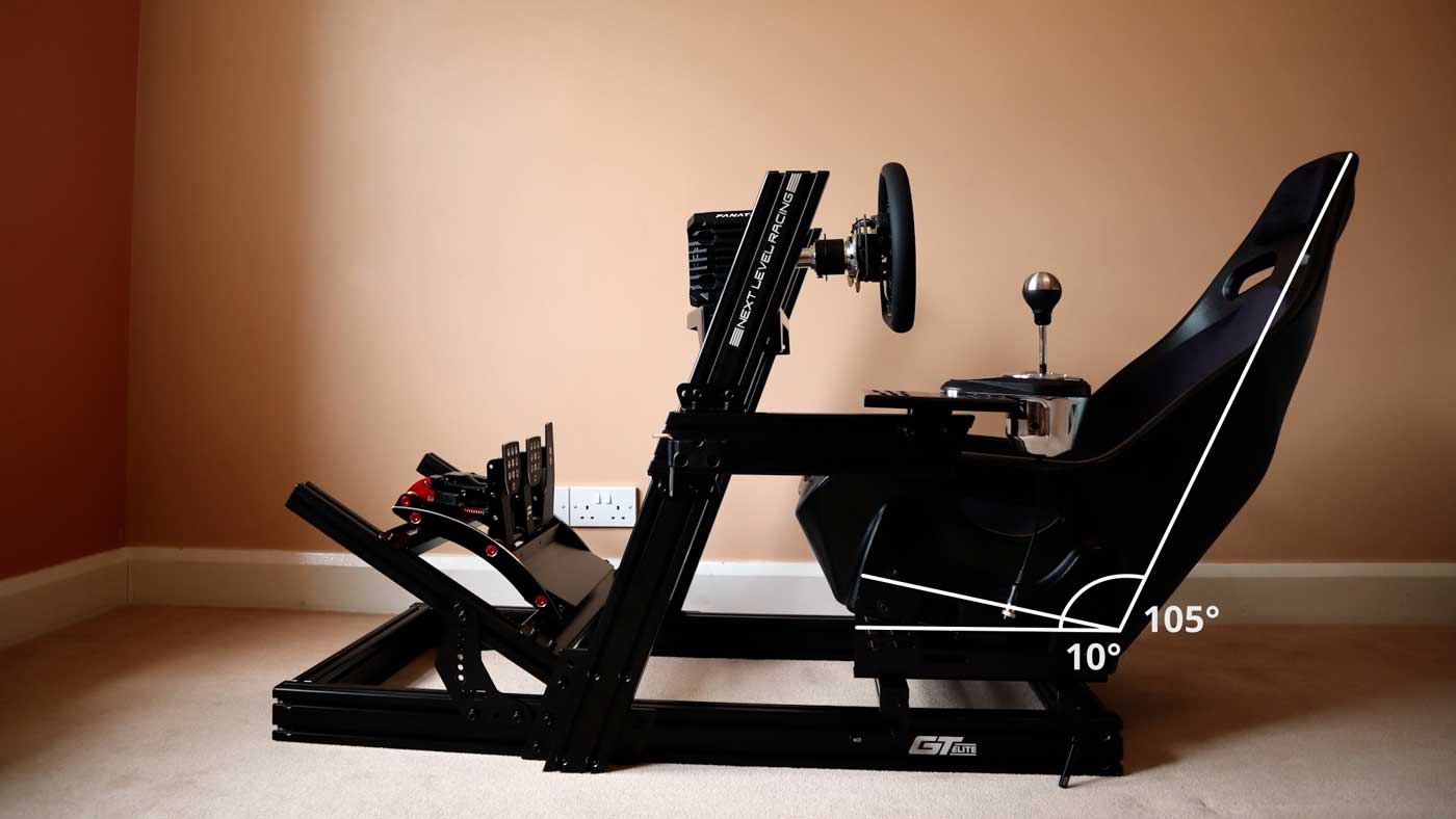 Next Level Racing ES1 sim racing seat angle adjustment on the GT Elite