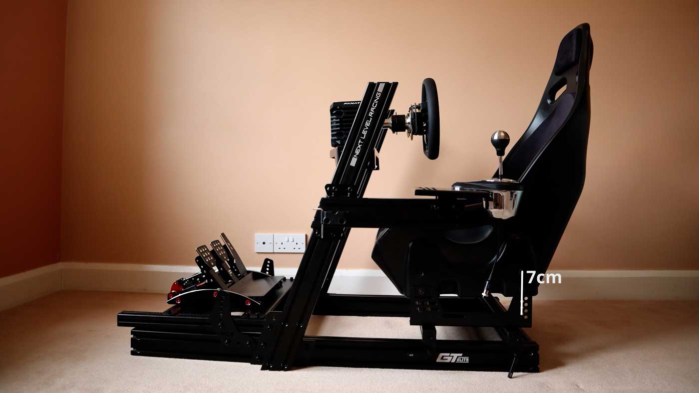 Next Level Racing ES1 sim racing seat height adjustment on the GT Elite