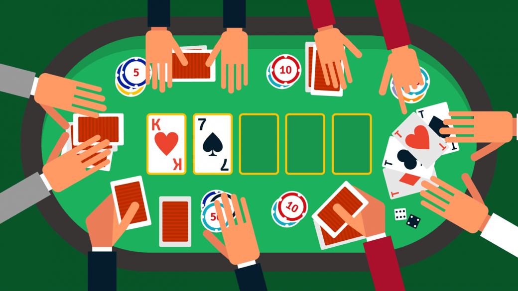 Illustration showing people playing Texas Hold’em poker
