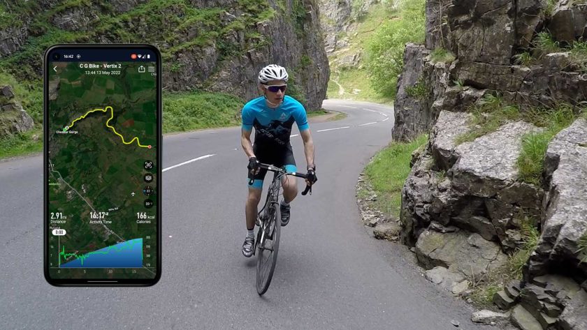 Testing the dual-frequency GNSS chipset of the Vertix 2 while cycling up Cheddar Gorge