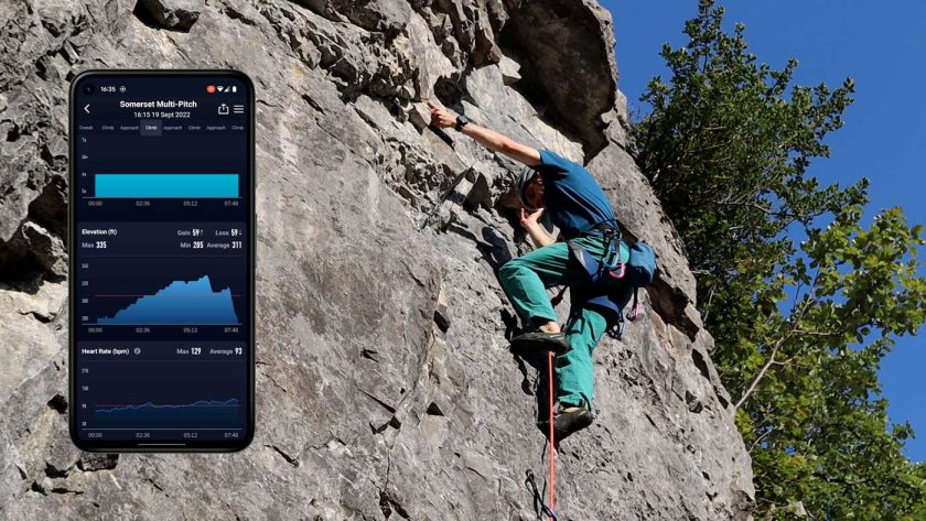 Tracking heart rate data using the Coros Vertix 2 multi-pitch rock climbing mode