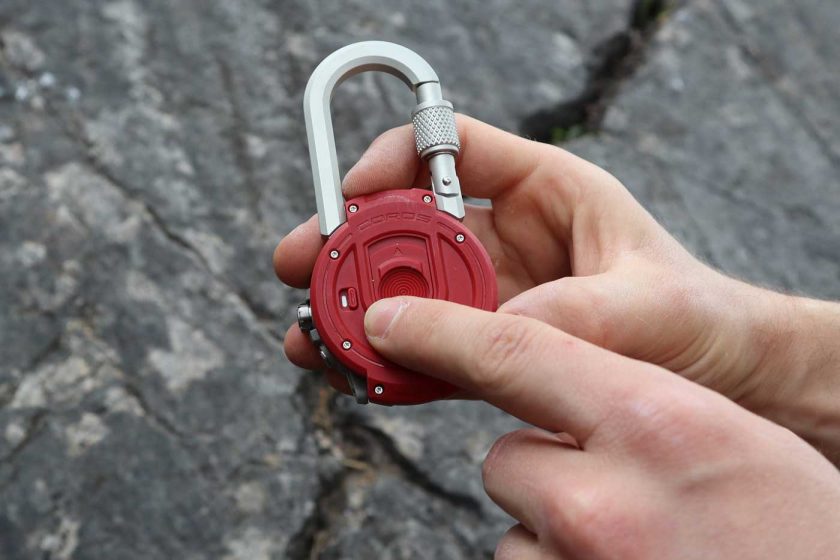 For added safety, you can engage the lock switch to secure the Vertix 2 to the carabiner