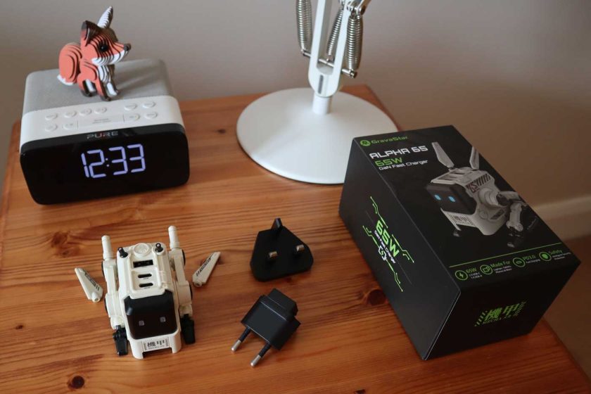 GravaStar Alpha65 GaN charger with UK & EU plug