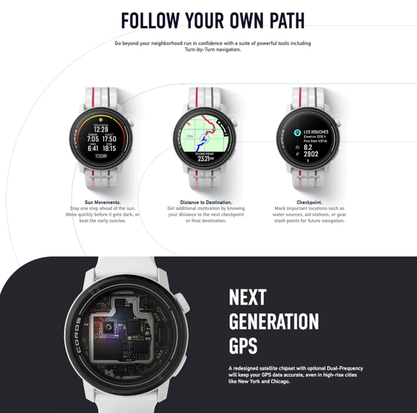Coros Pace 3 dual-frequency GPS chipset