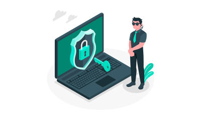 Illustration showing a cybersecurity specialist